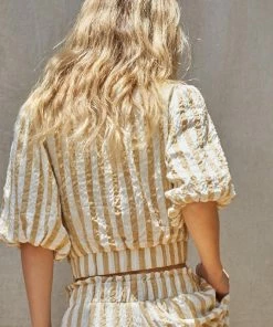 BT Becca Twist Front Puff Sleeve Crop Top