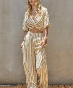 BT MATCHING SETS Becca Striped High Rise Wide Leg Pants