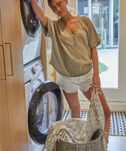 BT Trey Button Down Top - Olive BEST SELLERS