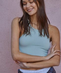 BT TOPS Tammy Ribbed Racerback Brami - Dusty Mint