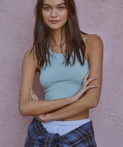 BT TOPS Tammy Ribbed Racerback Brami - Dusty Mint