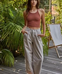 BT TOPS Tammy Ribbed Crop Top - Gingerbread