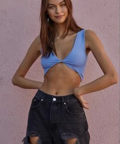 BT Tori Reversible Twist Crop Top - Periwinkle