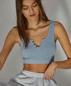 BT Olivia Henley Seamless Crop Tank - Chambray TANKS + CAMIS