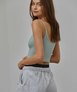 BT Sydney Ribbed Seamless Crop Tank - Dusty Mint