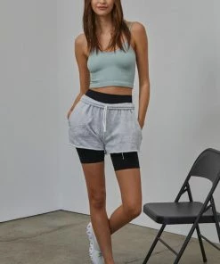 BT Sydney Ribbed Seamless Crop Tank - Dusty Mint