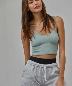 BT Sydney Ribbed Seamless Crop Tank - Dusty Mint