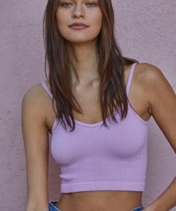BT Sydney Ribbed Seamless Crop Tank - Lilac TOPS