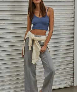 BT Sydney Ribbed Seamless Crop Tank - Steel Blue