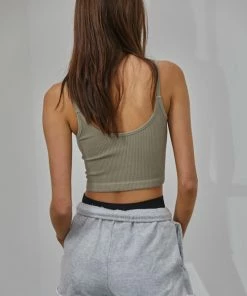 BT Sydney Ribbed Seamless Crop Tank - Light Moss TOPS