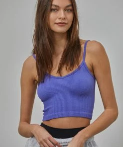 BT Sydney Ribbed Seamless Crop Tank - Blue Iris TOPS
