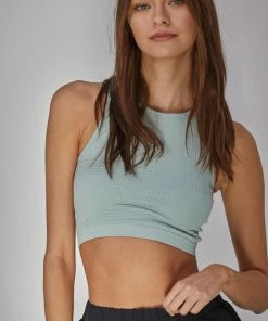 BT Headstart Seamless Textured Crop Top- Dusty Mint TOPS
