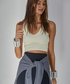 BT TOPS Meant To Be Ribbed Seamless Crop Top - Cream