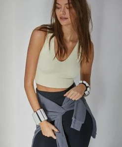 BT TOPS Meant To Be Ribbed Seamless Crop Top - Cream