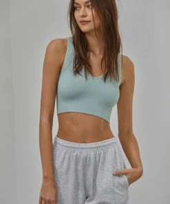 BT Meant To Be Ribbed Seamless Crop Top - Dusty Mint 12 BT Meant To Be Ribbed Seamless Crop Top - Dusty Mint