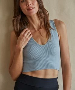 BT Meant To Be Ribbed Seamless Crop Top - Sky Blue