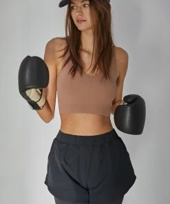 BT TOPS Meant To Be Ribbed Seamless Crop Top - Mocha