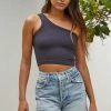 BT TOPS One Of A Kind One Shoulder Crop Top - Black