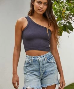 BT TOPS One Of A Kind One Shoulder Crop Top - Black