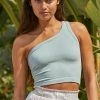BT One Of A Kind One Shoulder Crop Top - Dusty Mint
