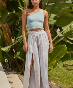 BT One Of A Kind One Shoulder Crop Top - Dusty Mint