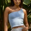 BT TOPS One Of A Kind One Shoulder Crop Top - Sky Blue 2 BT TOPS One Of A Kind One Shoulder Crop Top - Sky Blue