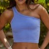 BT One Of A Kind One Shoulder Crop Top - Periwinkle