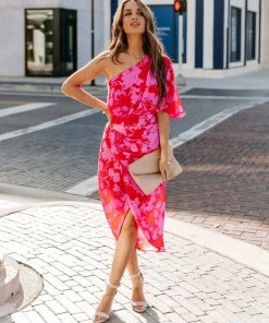 DO + BE COLLECTION Rilee One Shoulder Midi Dress DRESSES