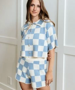 LE LIS MATCHING SETS Jessie Checkered Knit Shorts