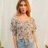 BT TOPS Dawn Smocked Floral Crop Top