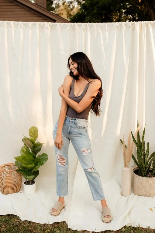 SNEAKPEEK Bailey High Rise Distressed Denim Jeans