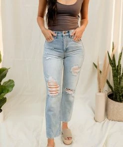 SNEAKPEEK Bailey High Rise Distressed Denim Jeans