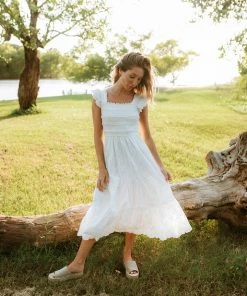 STORIA Everly Smocked Lace Tiered Maxi Dress