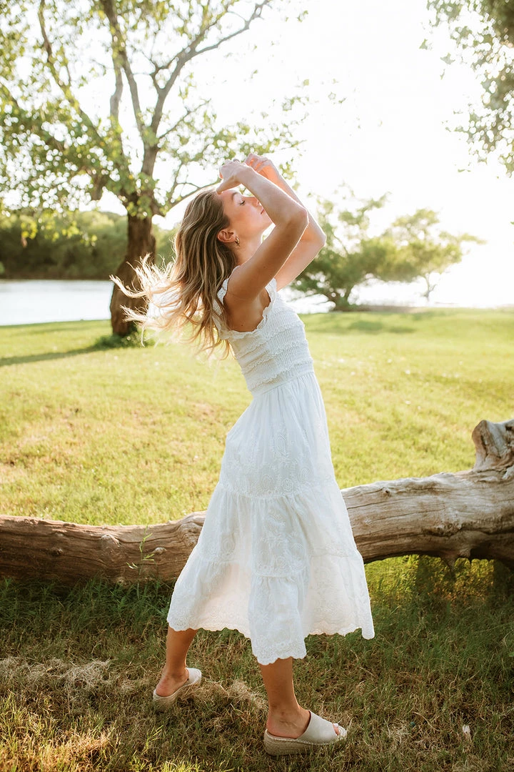 STORIA Everly Smocked Lace Tiered Maxi Dress 6 STORIA Everly Smocked Lace Tiered Maxi Dress