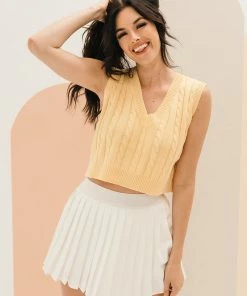 LE LIS Julie Soft Knit Cropped Sweater Vest TOPS