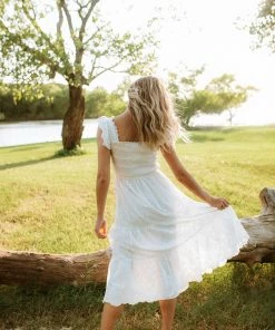 STORIA Everly Smocked Lace Tiered Maxi Dress