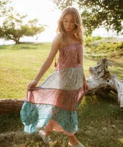 STORIA Capriccio Paisley Tiered Maxi Dress DRESSES