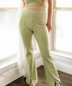 LE LIS Wait Up Knit Gingham Slit Front Pants