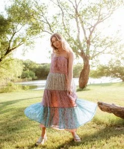 STORIA Capriccio Paisley Tiered Maxi Dress DRESSES