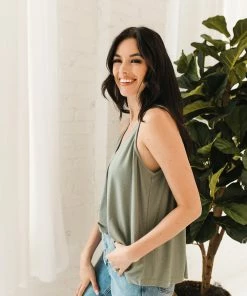 WL Besos Ribbed Flowy Tank Top - Sage
