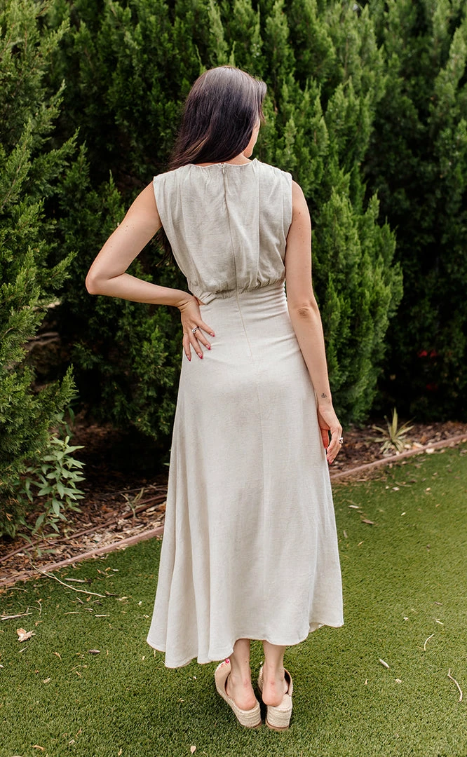 BT BEST SELLERS Vivia Linen Cut Out Midi Dress 8 BT BEST SELLERS Vivia Linen Cut Out Midi Dress