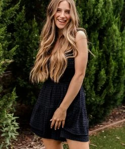 LE LIS Leon Smocked Flared Romper ROMPERS + JUMPSUITS