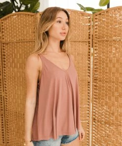 WL Besos Ribbed Flowy Tank Top - Mauve TOPS