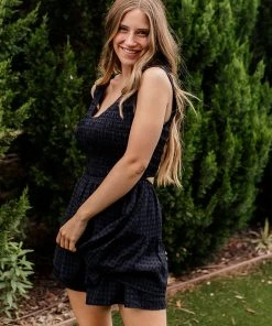 LE LIS Leon Smocked Flared Romper ROMPERS + JUMPSUITS