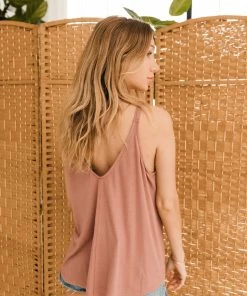 WL Besos Ribbed Flowy Tank Top - Mauve TOPS