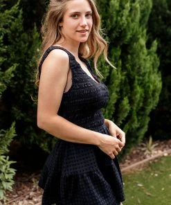 LE LIS Leon Smocked Flared Romper ROMPERS + JUMPSUITS