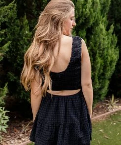 LE LIS Leon Smocked Flared Romper ROMPERS + JUMPSUITS