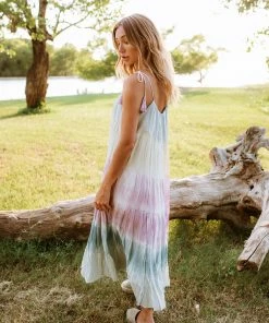 STORIA Kaydence Sunset Tie Dye Color Block Maxi Dress DRESSES