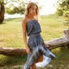 STORIA DRESSES Ocean Breeze Strapless Tie Dye High Low Maxi Dress