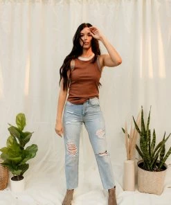 WL Kane Ribbed Color Block Racerback Tank - Brown 13 WL Kane Ribbed Color Block Racerback Tank - Brown